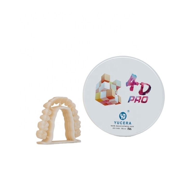 Blok Zirkonia 4D PRO Multilayer YRC untuk Penggilingan Gigi CAD CAM A2-D4 BL1-BL4