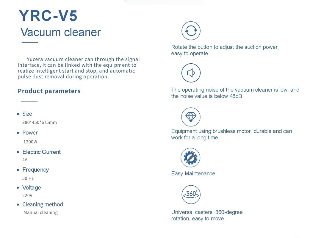 Peralatan Cad Cam Vacuum Cleaner Yucera YRC-V5 untuk Pembersihan Penggilingan Mesin Pengumpul Debu