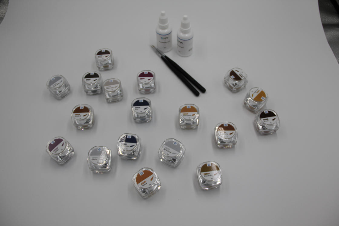 Yucera Dental Lab Essentials Kit Pewarnaan & Glazing Zirkonia Keramik 18-Warna untuk Gigi yang Disesuaikan