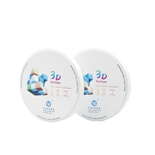 Blok Zirkonia Gigi YUCERA 3D Posterior Bridge Material | Kekuatan 1200MPa & Transmisi Cahaya 45%