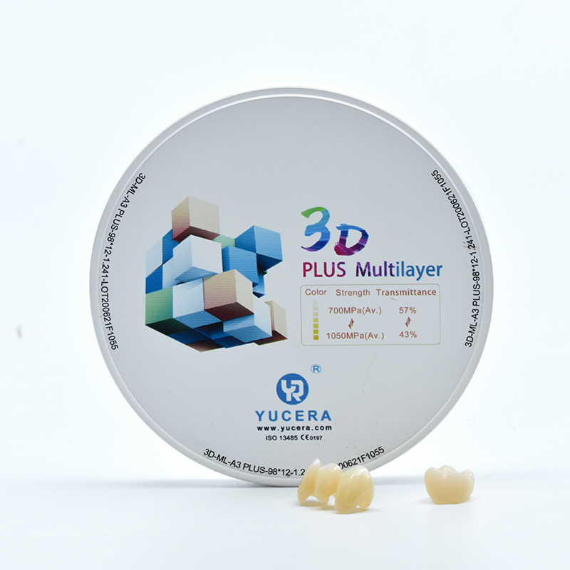 Blok Zirkonia Gigi YUCERA 3D Posterior Bridge Material | Kekuatan 1200MPa & Transmisi Cahaya 45%