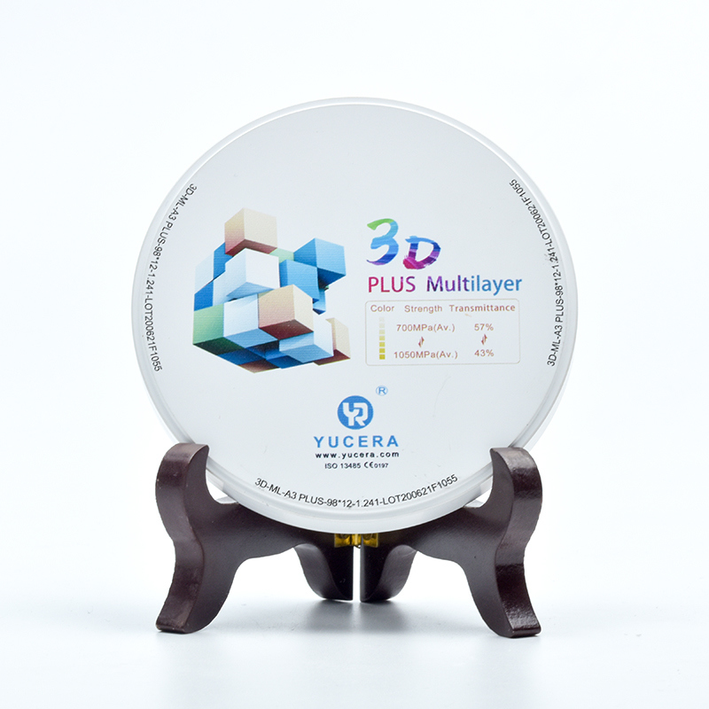 Blok Zirkonia Gigi YUCERA 3D Posterior Bridge Material | Kekuatan 1200MPa & Transmisi Cahaya 45%