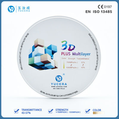 3D Plus Multilayer Yucera Pra Sintered Zirconia Blocks Dengan 16 Warna Dan Pemutih